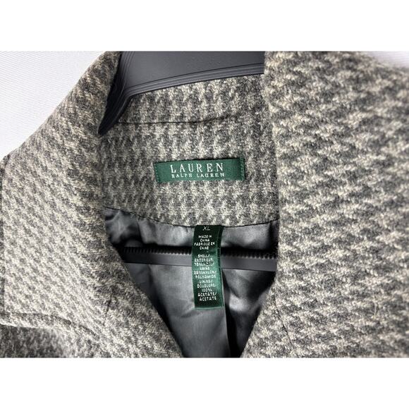 Lauren Ralph Lauren Trench Coat Sz XL Grey Brown Belted Wool Blend Old Money - Picture 3 of 5